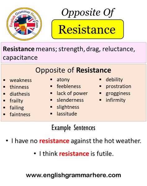 antonyms for resistance